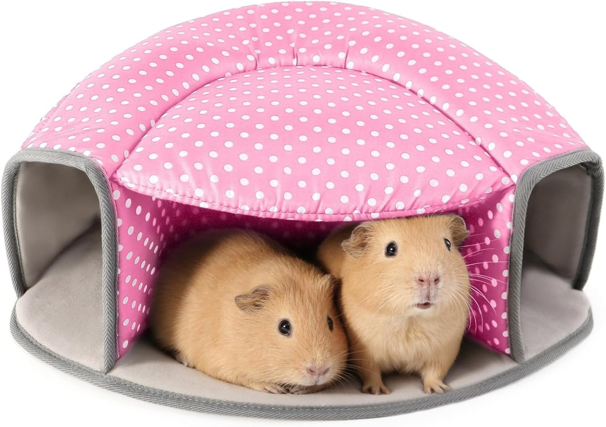 Guinea Pig Hideout Tunnel Bed, Washable Soft Small Animal Hideaway for Ferret, Chinchilla, Dwarf Bunny - House Pet Cage Accessory