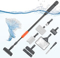 Pawfly Aquarium Cleaning Tools, 7 in 1 Fish Tank Cleaning Kit, Algae Scraper, Sponge Scrubber Pad, Brush, Gravel Rake & Fish Net with Adjustable Long Handle, Tank Cleaner Set