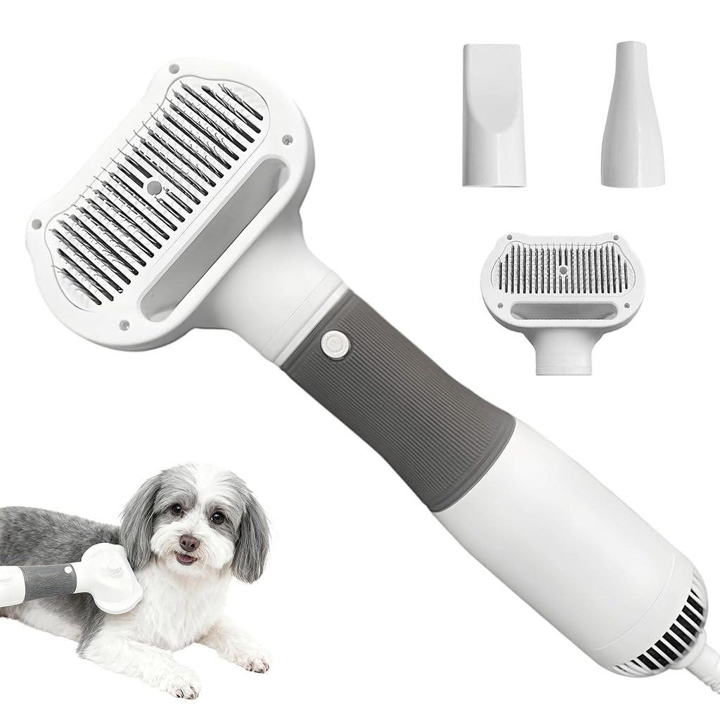 Dog Grooming Dryer with Slicker Brush, 3 in 1 Professional Portable Pet Dryer for Dogs Cats Adjustable Temperature Speed Settings, Pet Blow Brush for Home Travel Use (Pink)
