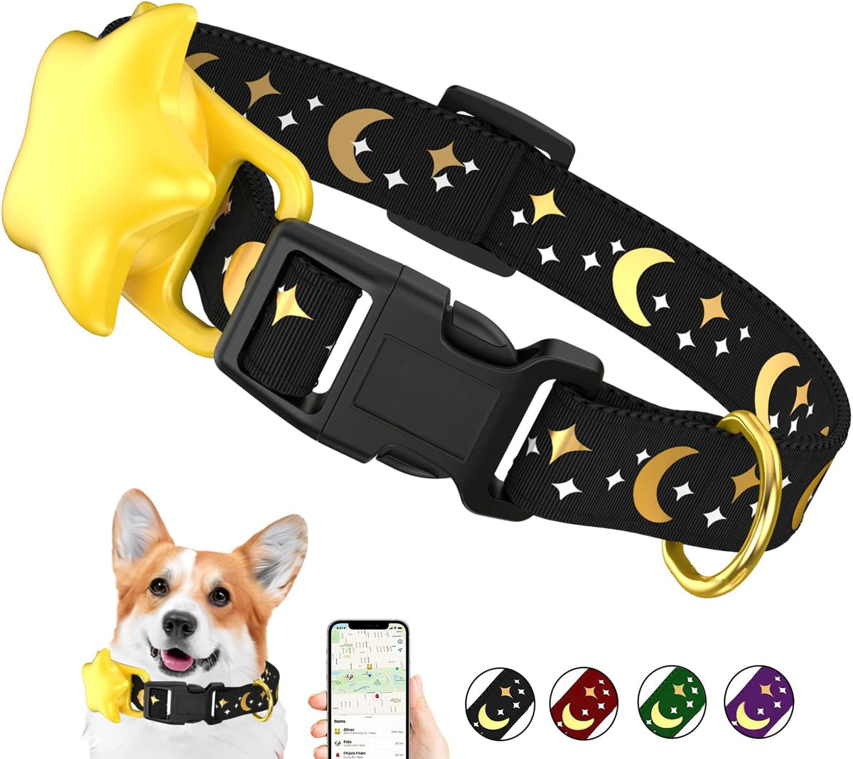 Airtag Dog Collar, Dog Collar for Large Dogs, Dog Collars for Medium Dogs, Dog Collars for Small Dogs with AirTag Holder Case, Dog GPS Tracker Collar (Black, Small)