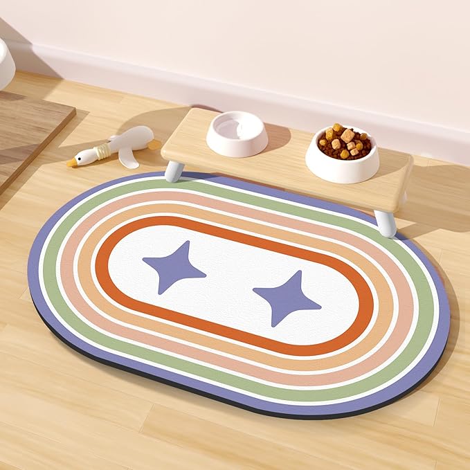 Dog Feeding Mat 24''x16'', Absorbent Pet Food Mat, No Stains Quick Dry Pet by METEOROCK