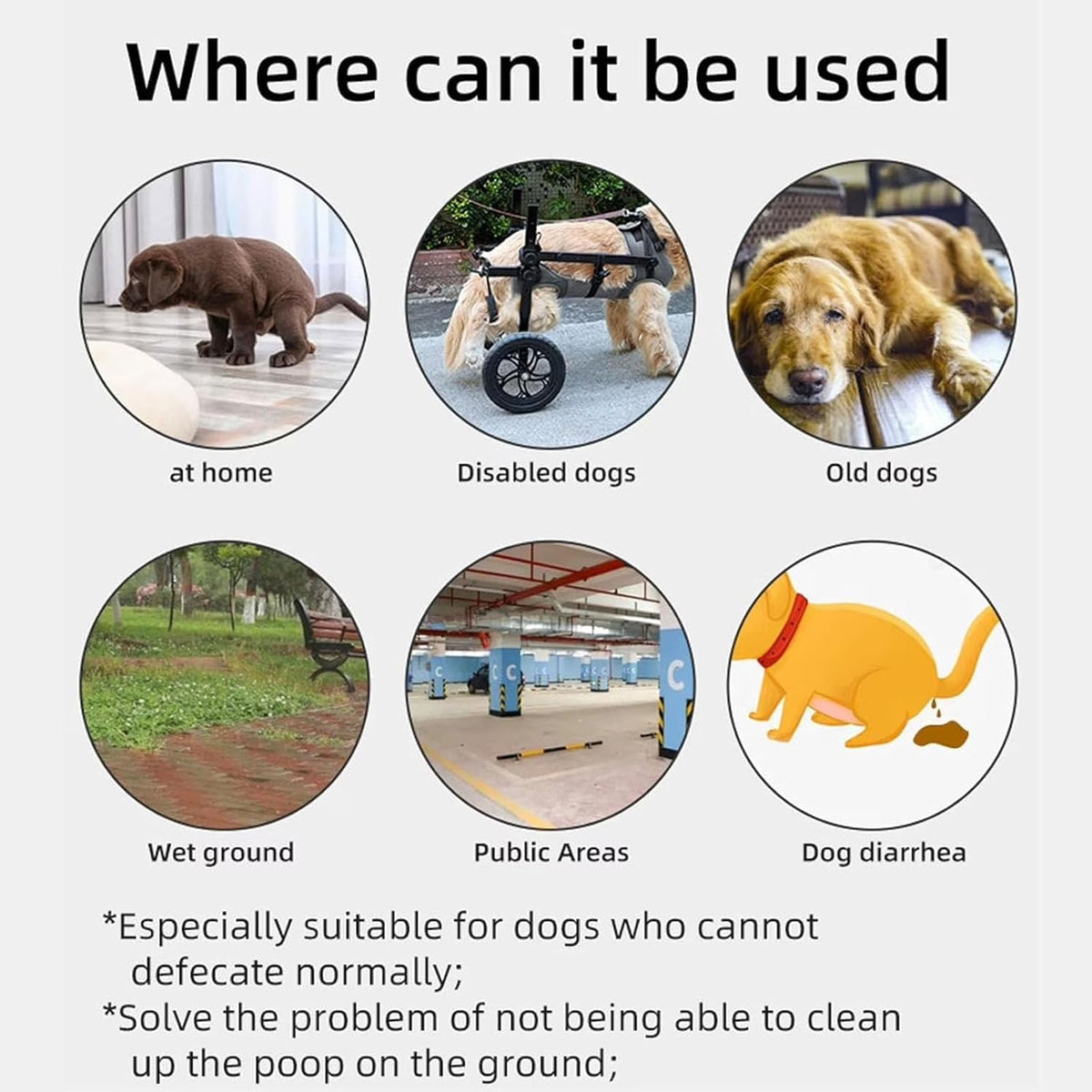 Reusable Dog Poop Pants with 50pcs Poop Bags, Adjustable Dogs Sanitary Pants for Incontinence & Outdoor Walking, Dog Poops Collection Pants for Senior and Disability Dogs (XS)