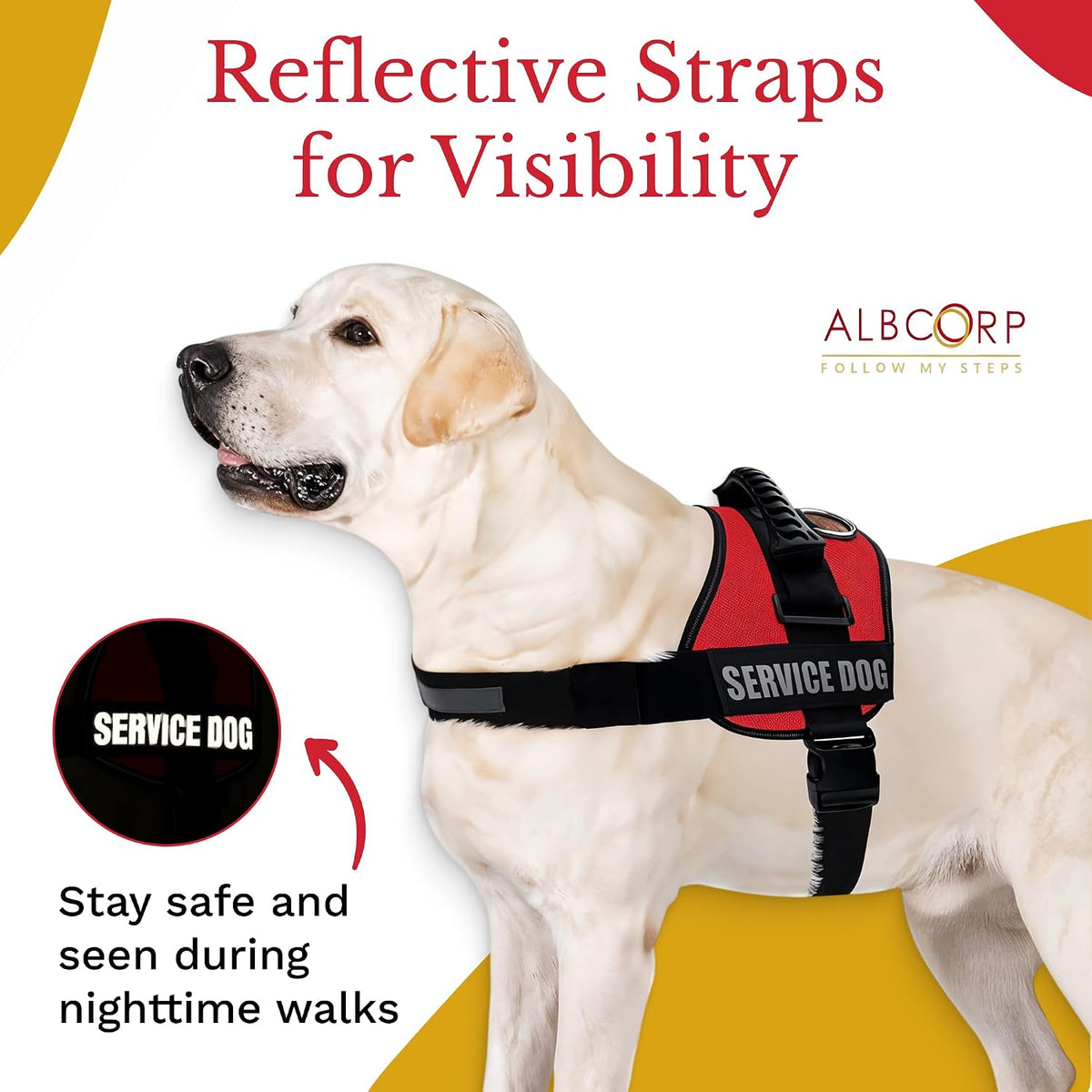 ALBCORP Service Dog Vest Harness, Reflective, Red, XL