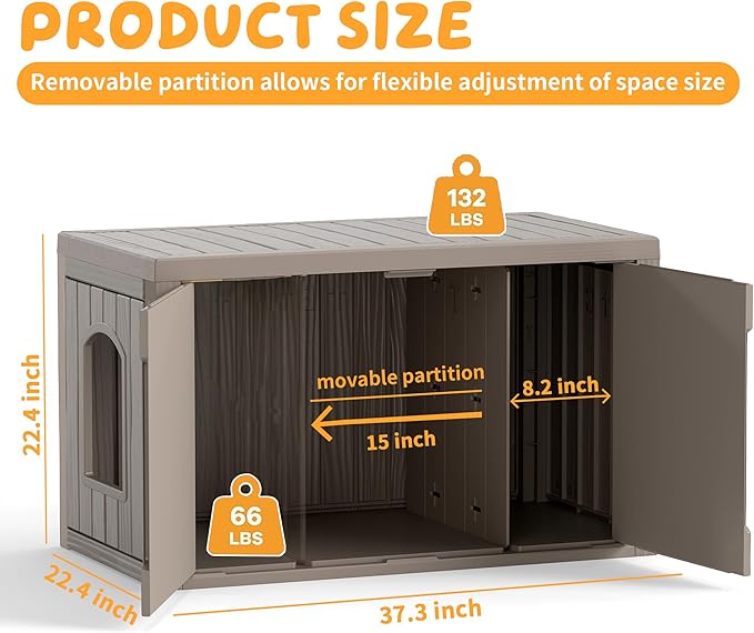 Cat Litter Box Enclosure, Indoor Outdoor Cat House - Image 4