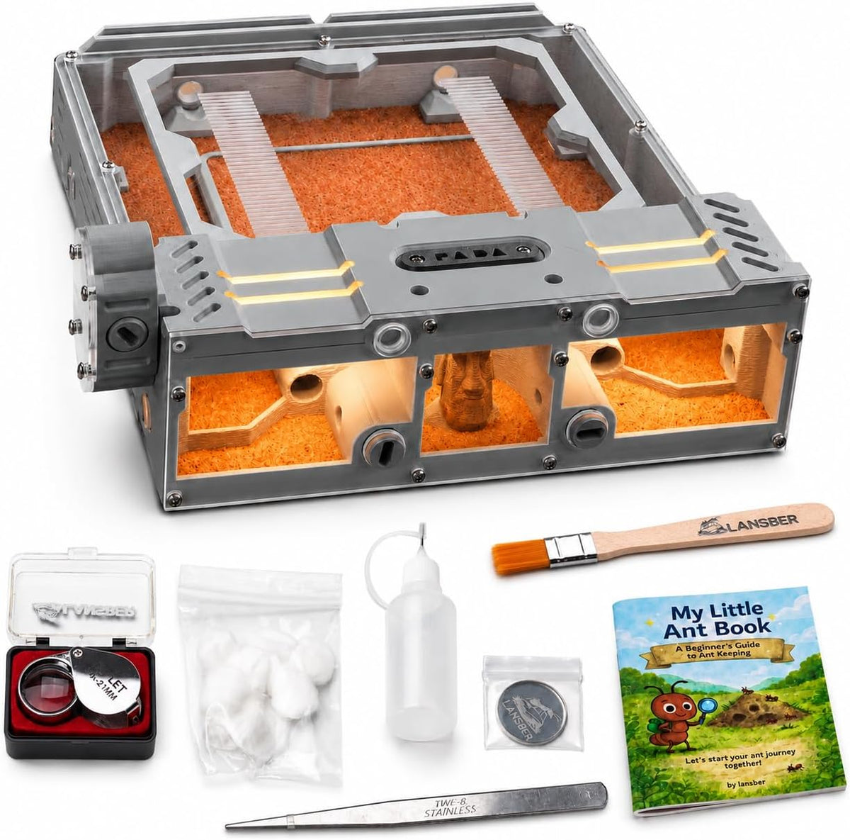 StackCore Stackable Series - White Habitat-(Flat Ant Nest) with Starter Tool Kit