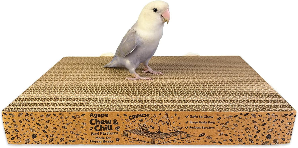 Agape Shreddable Bird Cardboard Platform, Natural Parrot Chew Toy and Perch