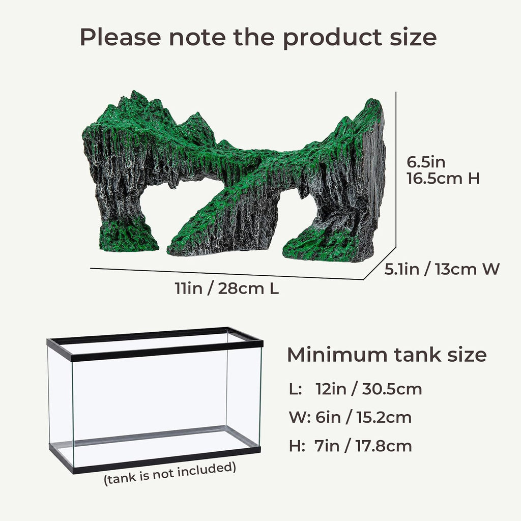 Artificial Large Aquarium Aquascaping Rock, 11" Resin Fish Tank Decor Stone