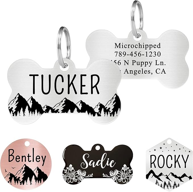 Ultra Joys Stainless Steel Pet ID Tag Dog Name Tags Personalized Front and Back by UltraJoys