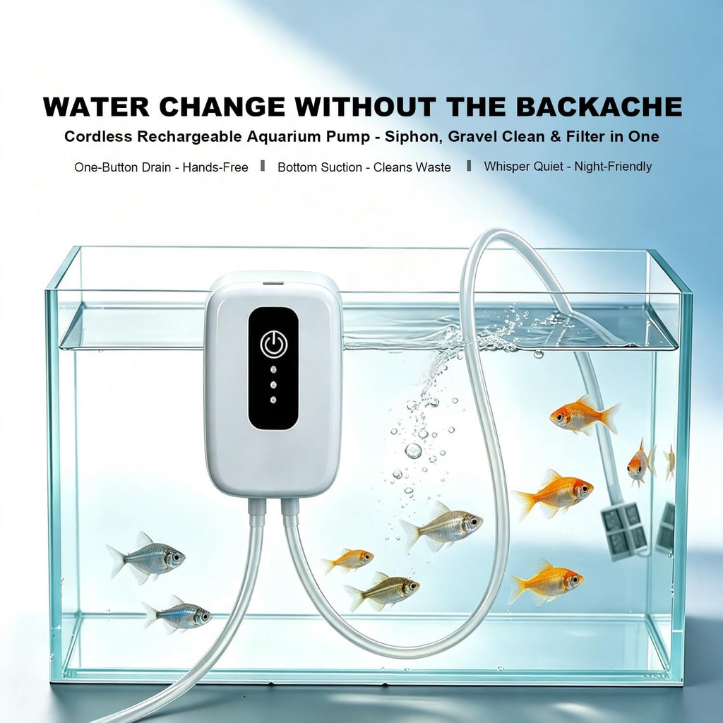 Cordless Aquarium Water Changer Pump, Rechargeable Battery Powered Fish Tank Siphon, Portable Multifunctional Liquid Transfer Pump for Water, Wine, Beer, Pool Cover, and Basement Flooding