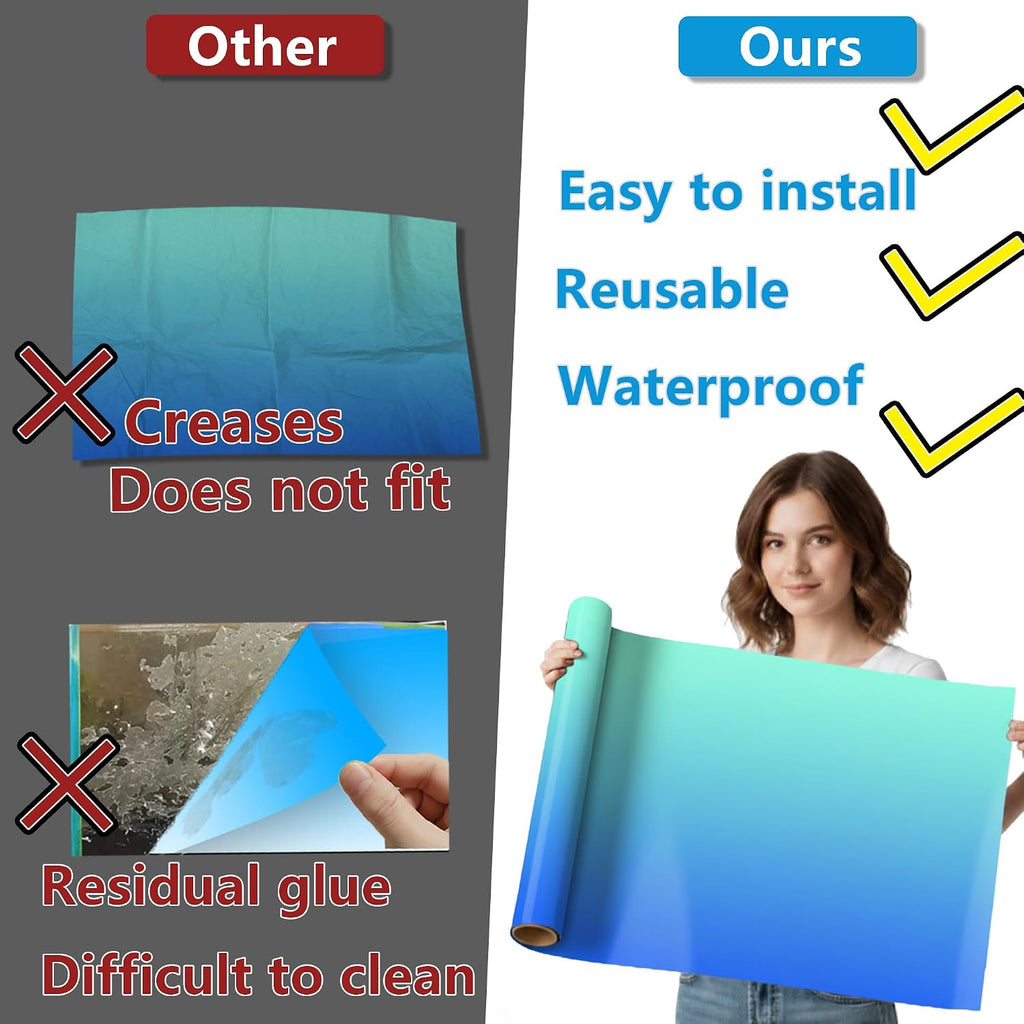 Aquarium Background - Static Cling Fish Tank Sticker - Black Blue Gradient | Easy Install for Glass Tanks, No Residue, Reusable 40 x 30 cm / (16 x 12 inches)