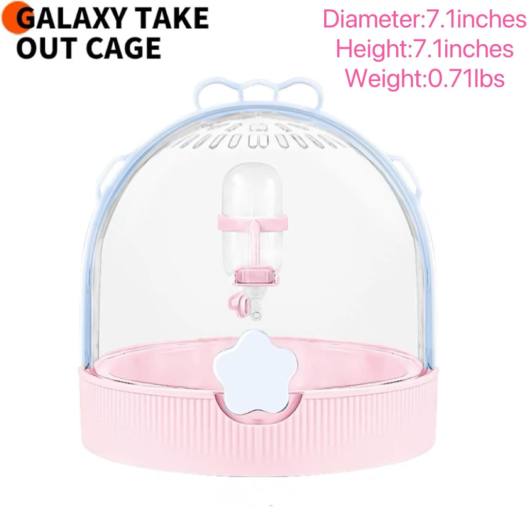 TUTU&LELE Travel Cage for Dwarf Hamster Mice Small Pets Hand Crossbody Carrier with Warm Plush Pad & Water Bottle (Blue)