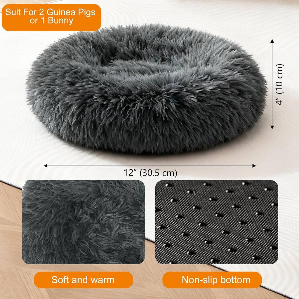 Bunny Rabbit Hideout Bed Small Animal Bedding Donut-Shaped Burrowing Pet Bed Soft and Warm Hideaway with Spandex and Fleece Bottoms Cozy Carrier, Cage Accessories