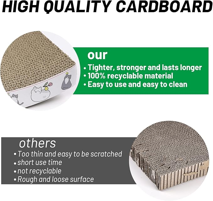 PatiencET Cat Scratcher Cardboard 4 Pack Cat Scratch Pad Reversible Scratcher - Image 4