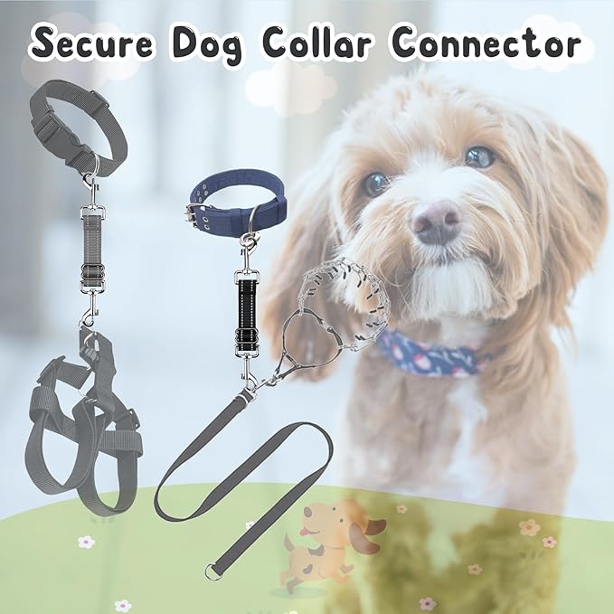 YUEPET Dog Safety Collar Clips 2 Pack Adjustable Prong Backup Clips Reflective - Image 3