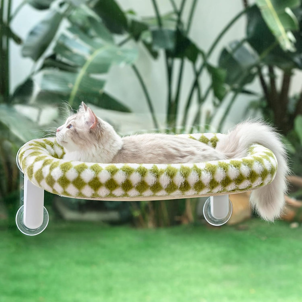 Sunhoo Foldable Cat Window Perch, Large Suction Cup Kitty Hammock, Green