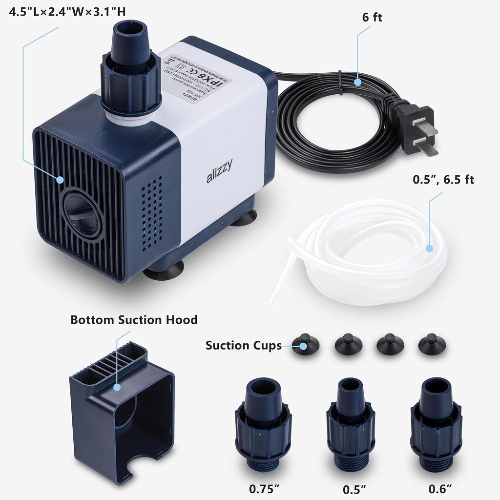 alizzy 400 GPH Submersible Pump, Durable Fountain Pump