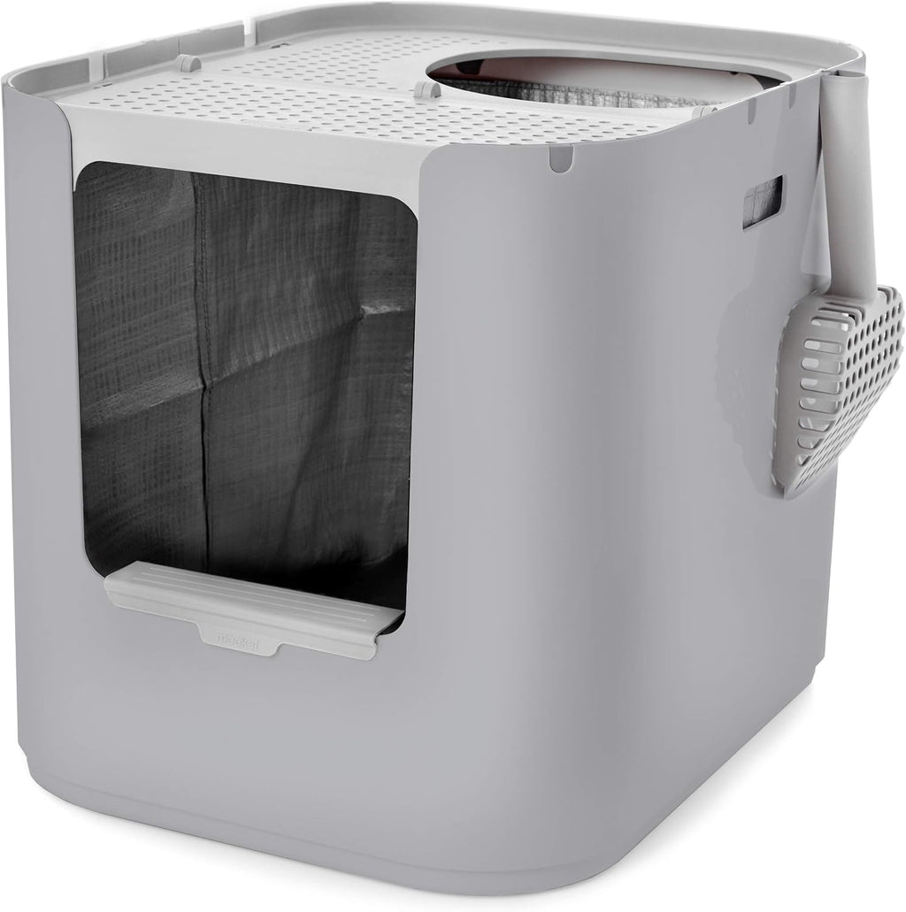 Modkat XL Cat Litter Box, Top or Front-Entry, Liner, Scoop & Filters, White