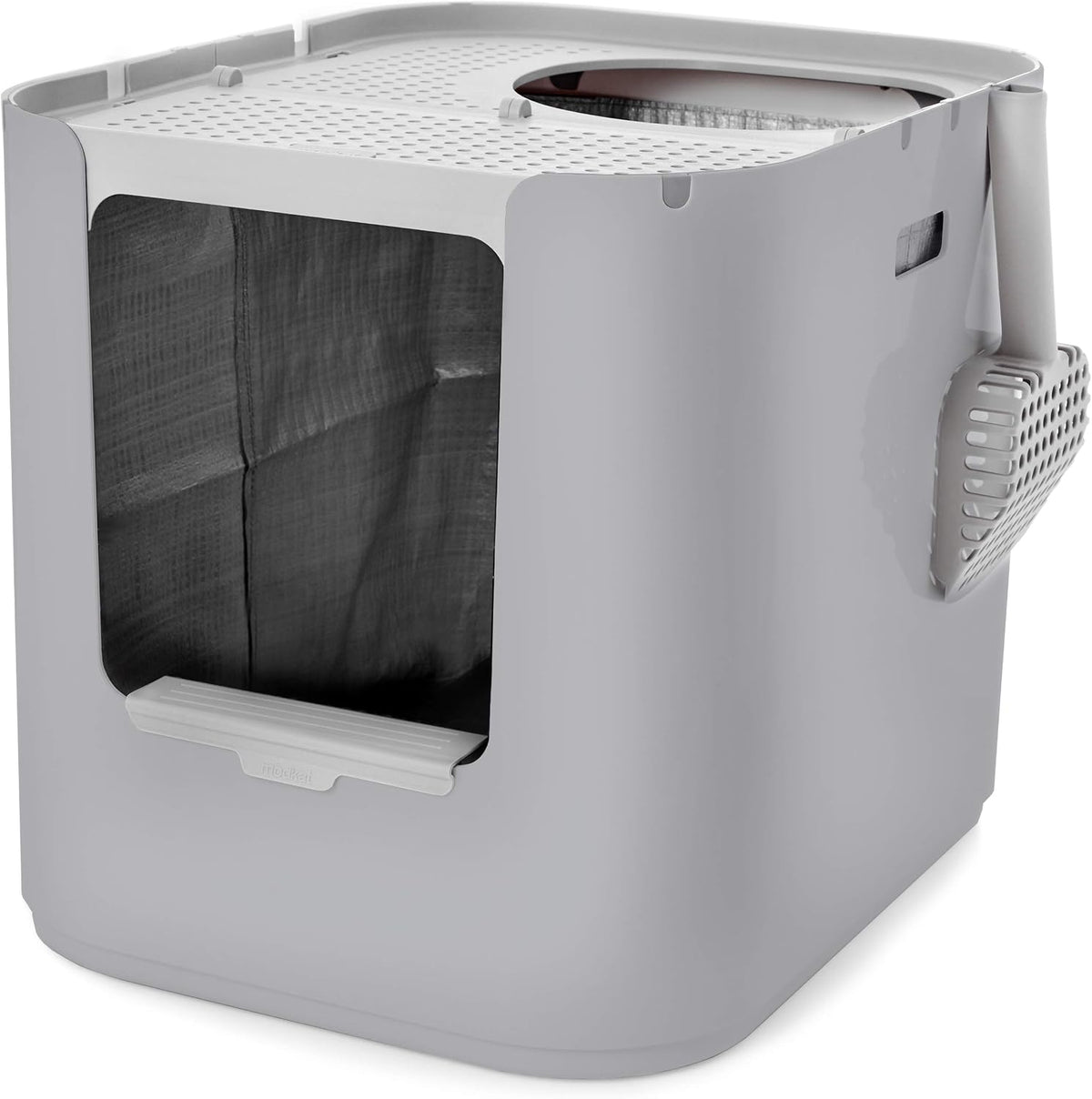 Modkat XL Cat Litter Box, Top or Front-Entry, Liner, Scoop & Filters, White
