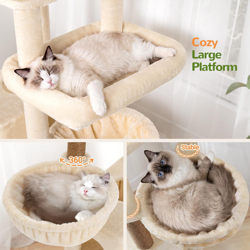 Globlazer Maine Coon Corner Cat Tree for Indoor Cats 74in, C74, Beige