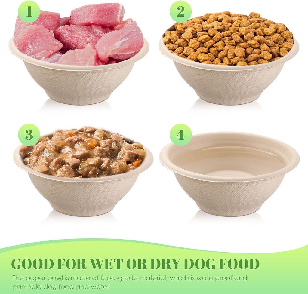 Thenshop 200 Pcs Disposable Pet Bowls Bulk Biodegradable Paper, 8 oz