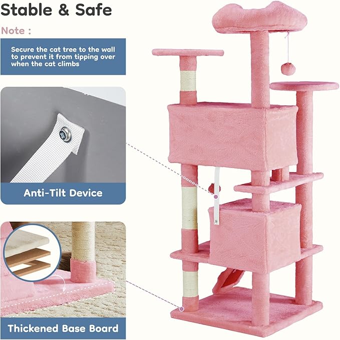 DUMOS 54-inch Indoor Cat Tree Tower –Multi-Level Pet House - Image 7