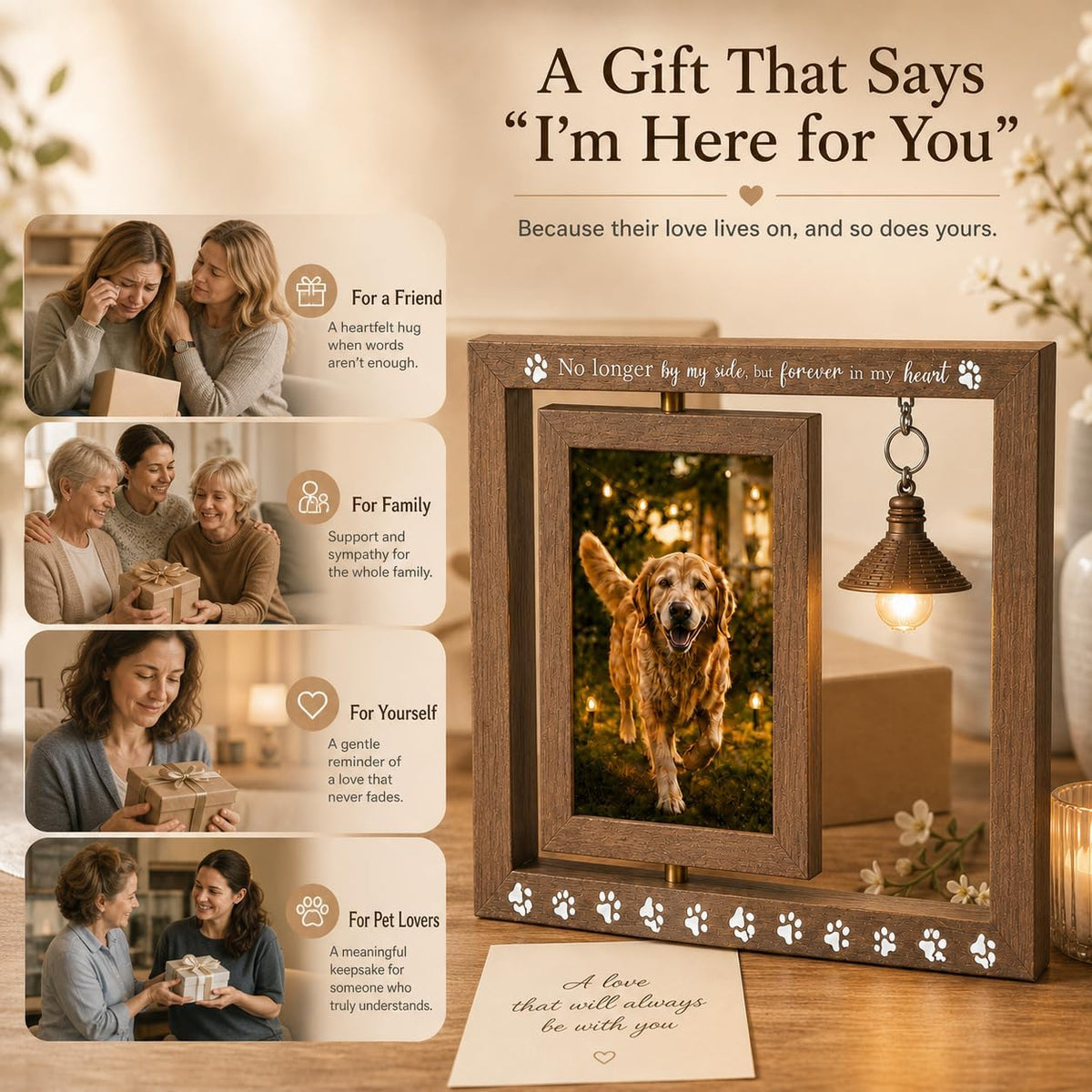 Dog Memorial Gifts for Loss of Dog, Dog Memorial Picture Frame with Light