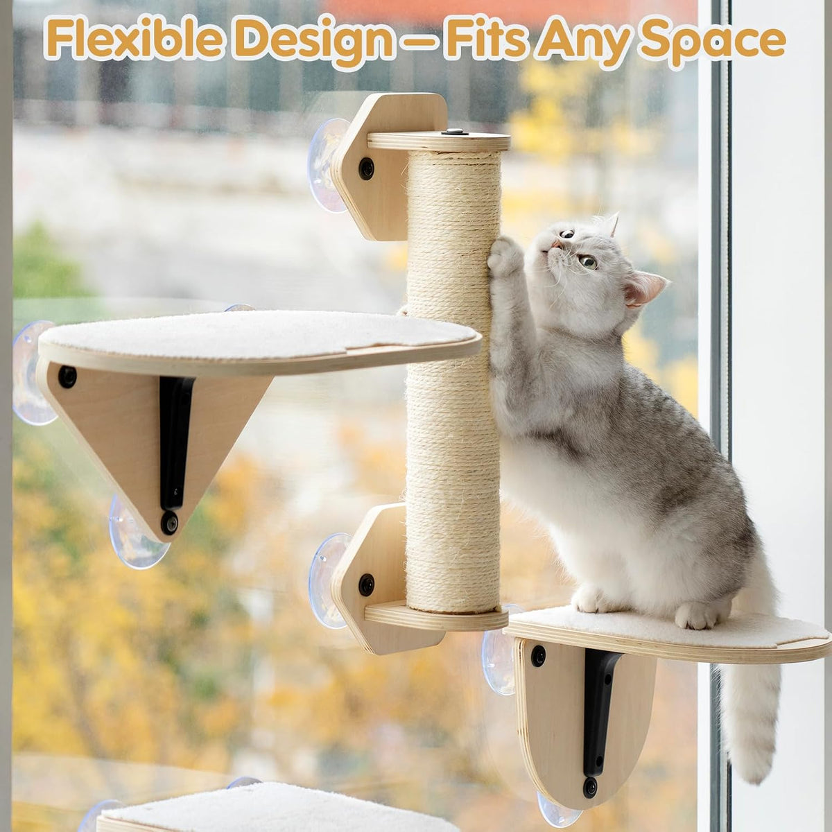 EDAGNY Cat Window Perch Steps for Climbing with Strong Suction Cups,1pcs