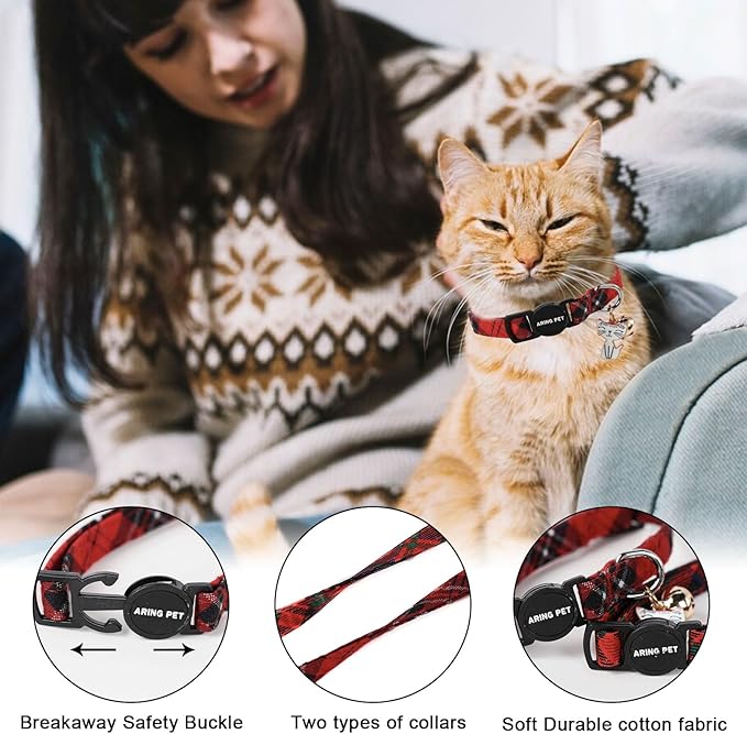 ARING PET 2 Pack Christmas Cat Collars-Cute Cat Collar Breakaway - Image 2