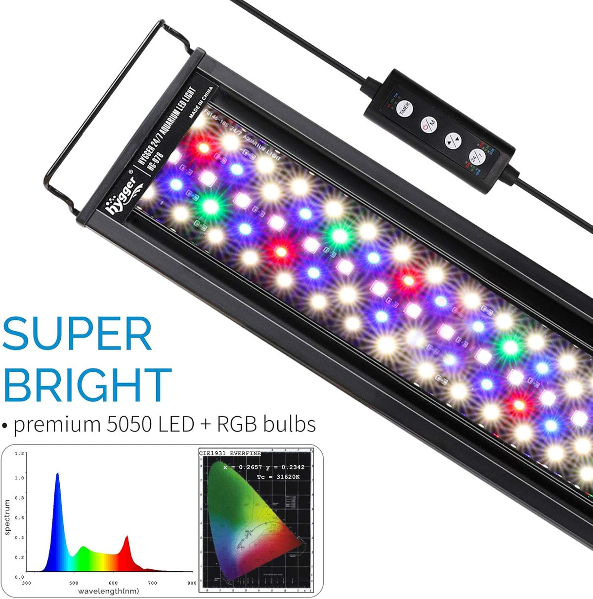 hygger Advanced LED Aquarium Light with Timer, 24/7 Lighting Cycle & DIY Mode, Full Spectrum Fish Tank Light for 24-30 in Freshwater Planted Tank