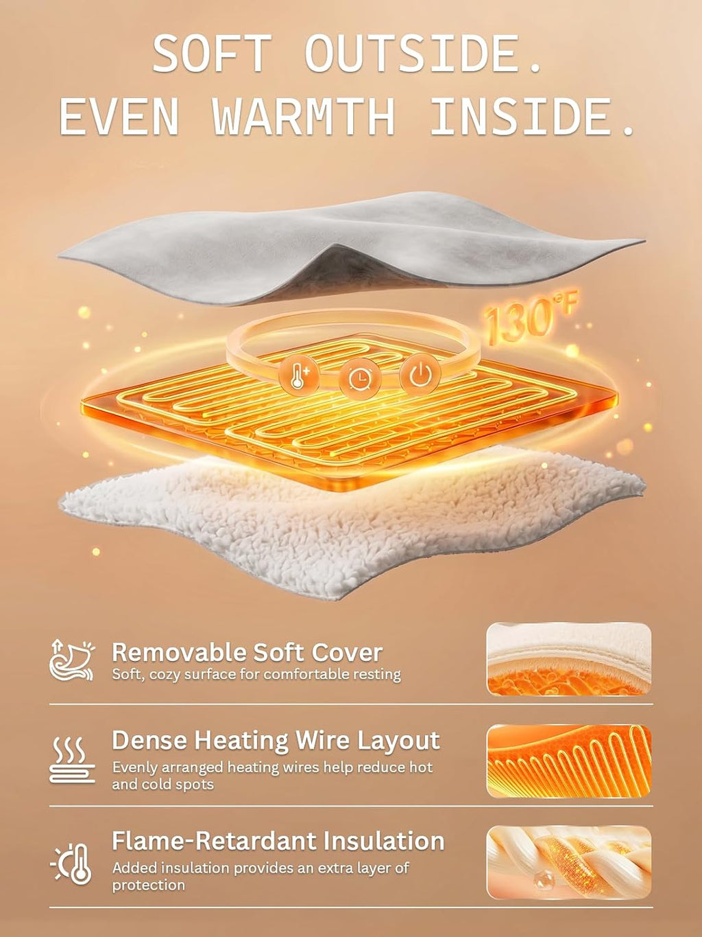 Rest-Eazzzy Pet Heating Pad for Cats,Waterproof,Anti-Bite Timer Warming Mat