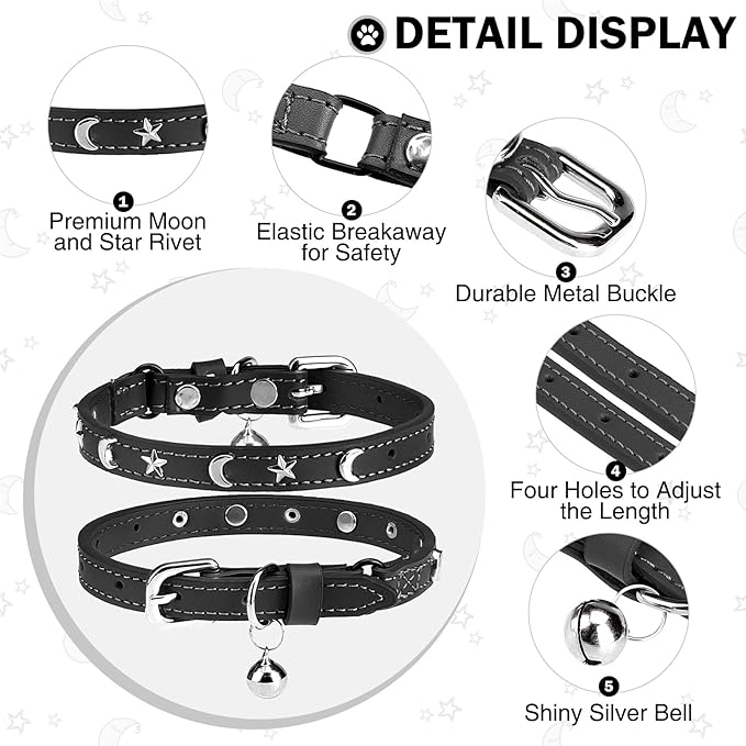 Leather Cat Collars for Boy Girl Cats - Image 2