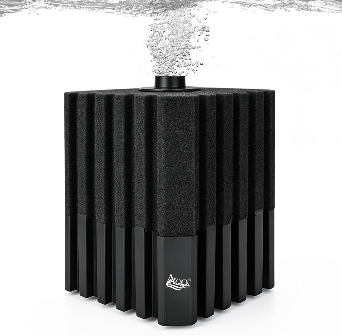 AQQA Aquarium Sponge Filter with Quartz Bio Media, Whisper Quiet Air-Driven