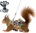 Squirrel Harness and Leash Set, Adjustable Flora Blue Printing, for Ferret, Squirrel, Dwarf Chinchilla, Guinea Pig, Fancy Rat