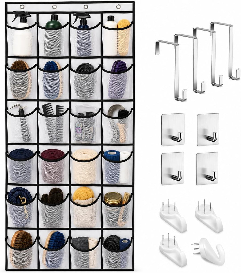 22" x 59" Extra-Large Horse Tack Organizer for Horse Tack Room Organization - Massive 24-Pocket Hanging Tack Bag, 3-in-1 Mounting, Horse Barn Accessories & Stable Storage