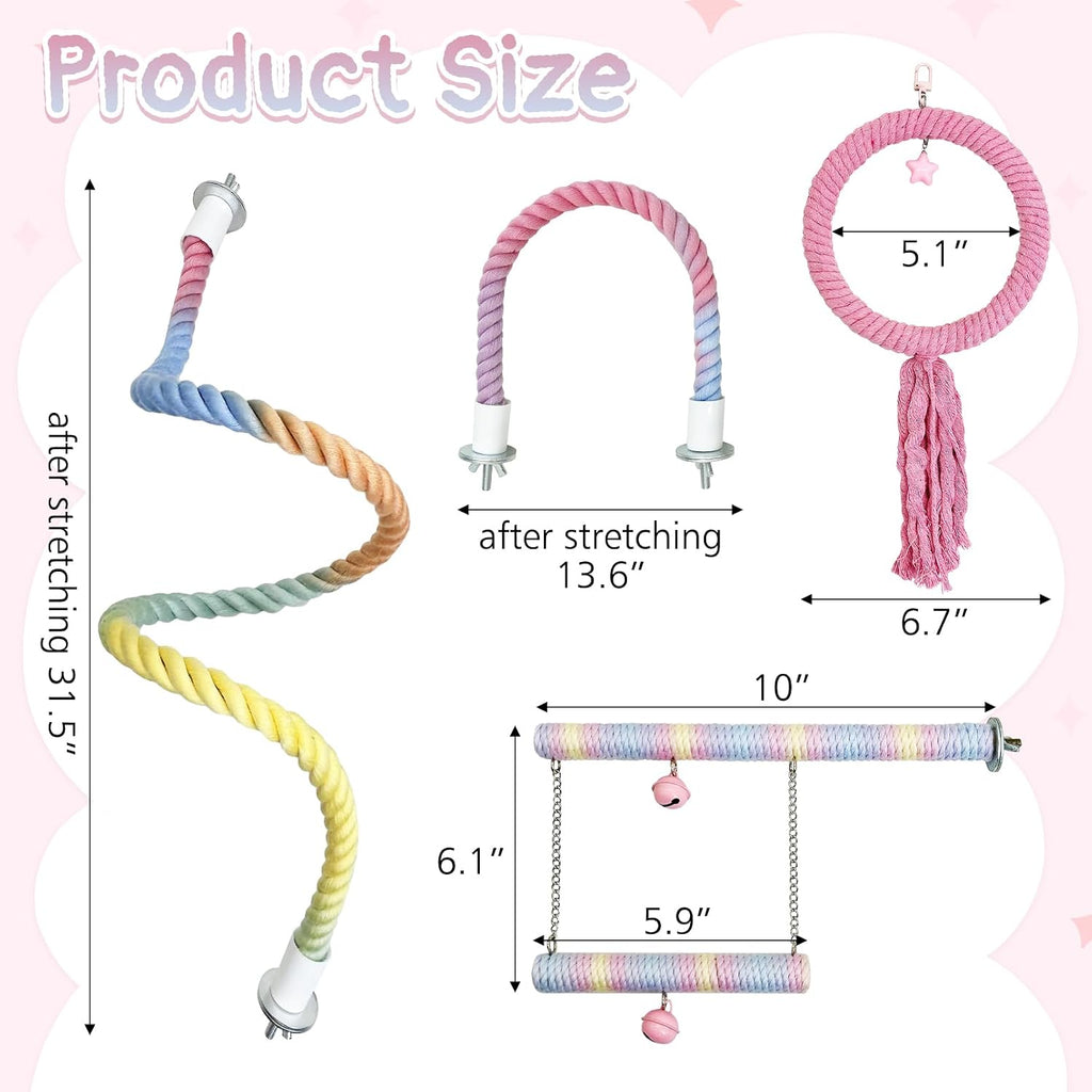 4 Pcs Bendable Bird Rope Perches Parrot Perch Rope Stand