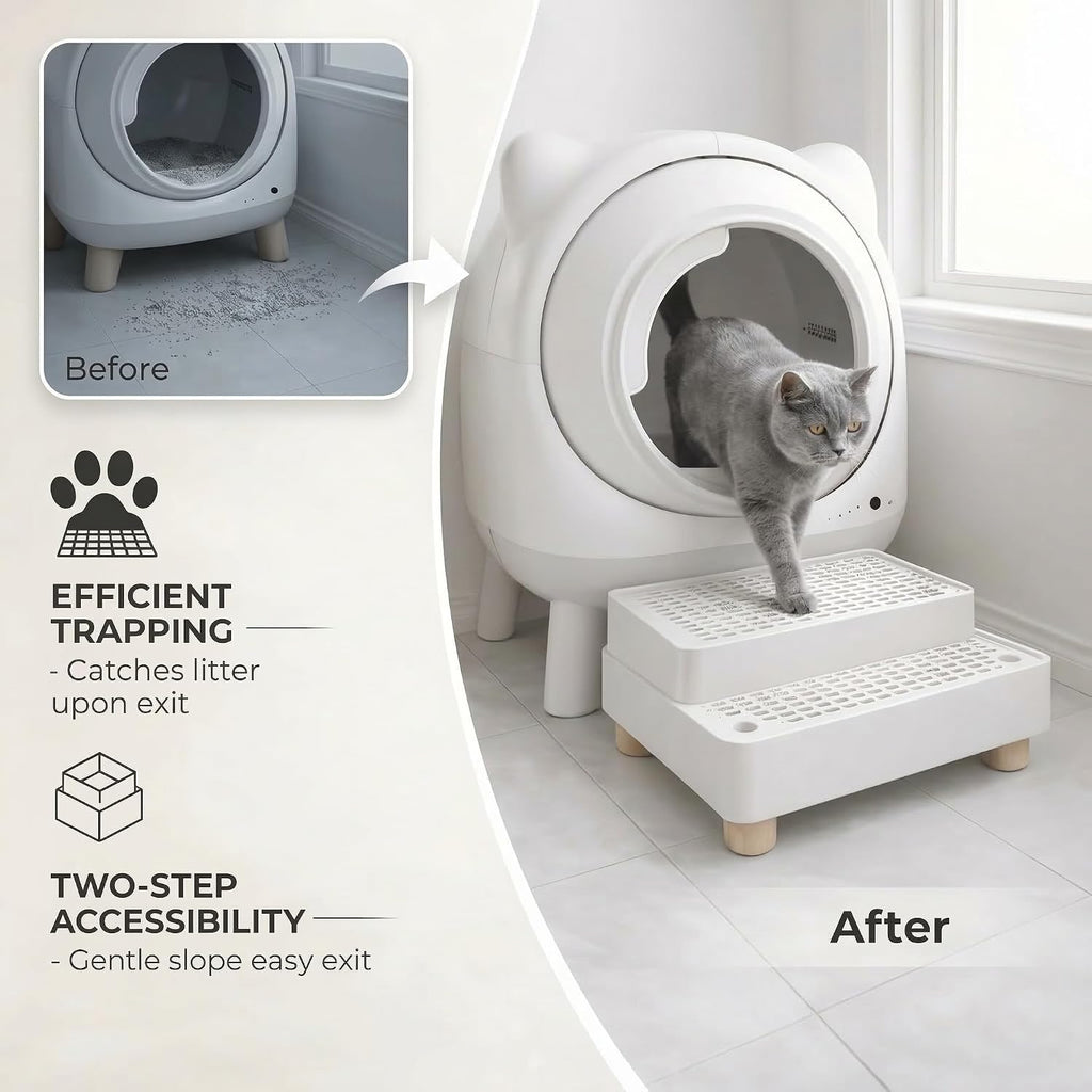 Cat Litter Box Ramp, 2-Step Automatic Litter Box Step Stool