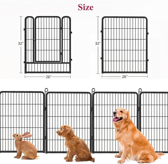 Dog Playpen, 32inch 20 Panels Outdoor Dog Fence Indoor Dog Pen Anti-Rust Pet - Image 7