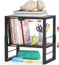 LIDTOP Locker Organizer Shelf School, Adjustable Width and Height, Stackable Metal Locker Storage Organization, Ideal Locker Fits Standard Size School, Office, and Gym Lockers, Black