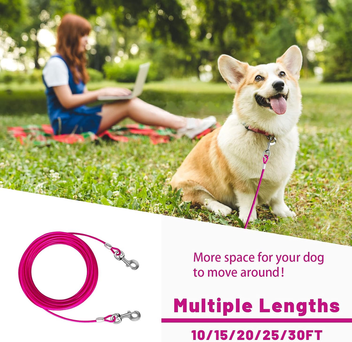 Dog Tie Out Cable, Dog Runner Cable