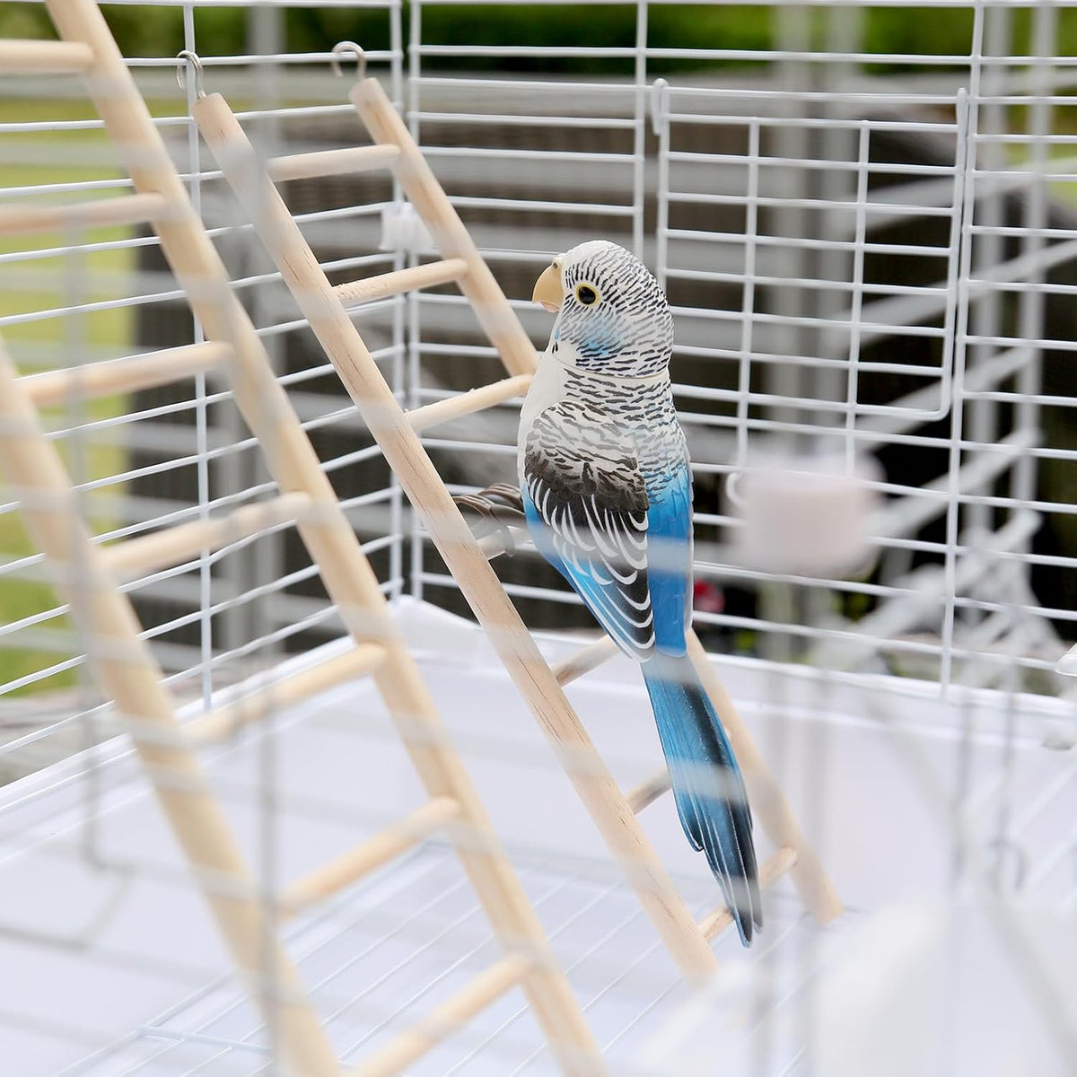 4 Packs Bird Toys - Natural Wooden Parrot Perch Stand, Platform Hammock Swing, ladders - for Macaws, Small Parakeets, Conures, Budgies, Finches