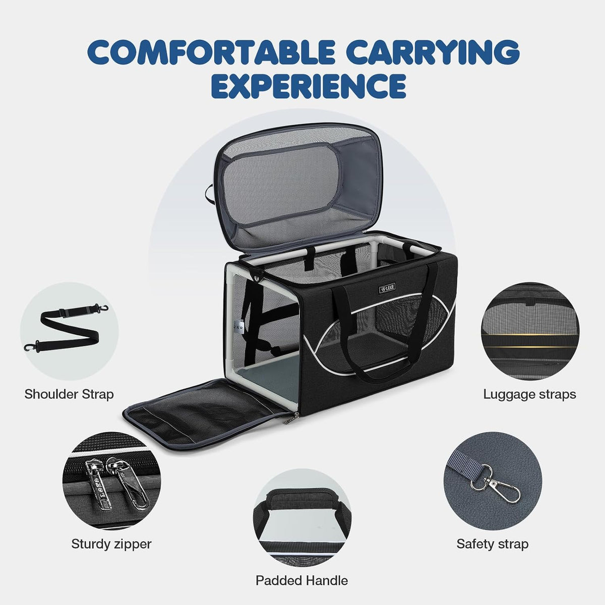 Lekereise Top-Expandable Pet Carrier 18x11x11 Inch Airline Approved Travel