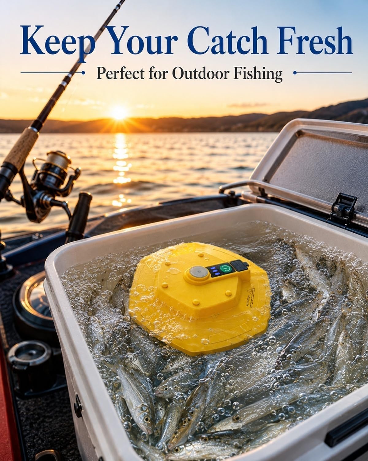Floating Bait Bucket Aerator for Fishing, IPX7 Oxygen Pump