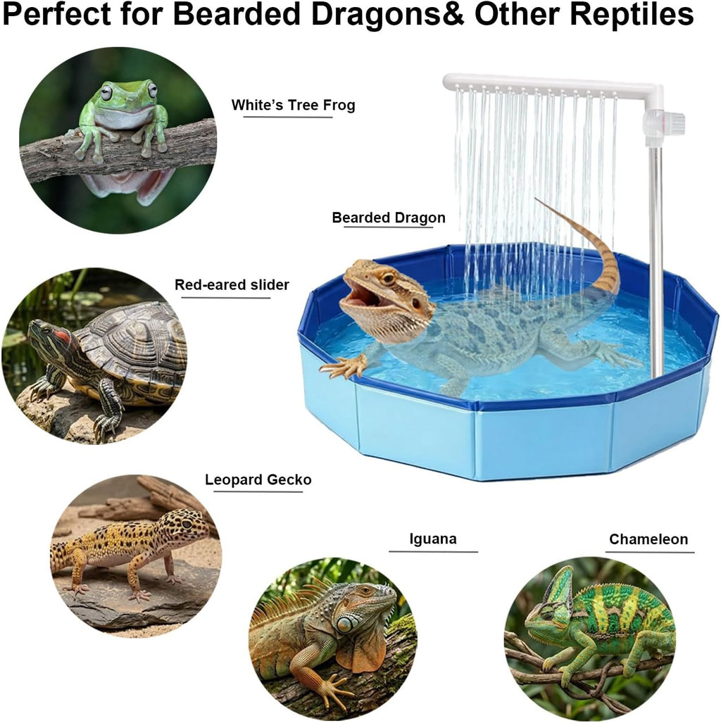 Foldable Reptile Bath Set, Bearded Dragon Pool with Flow Control Valve