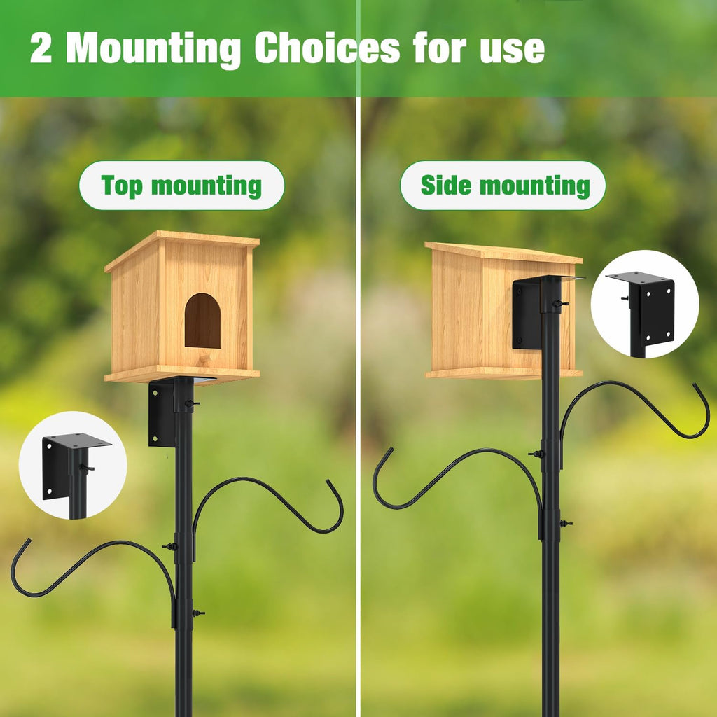 ERYTLLY Bird House Pole 80 Inch Bird Feeder Pole with Squirrel Baffle and 2 Hooks - Heavy Duty Bluebird Feeder Support Rod Stand Set for Outside, Yard, Garden