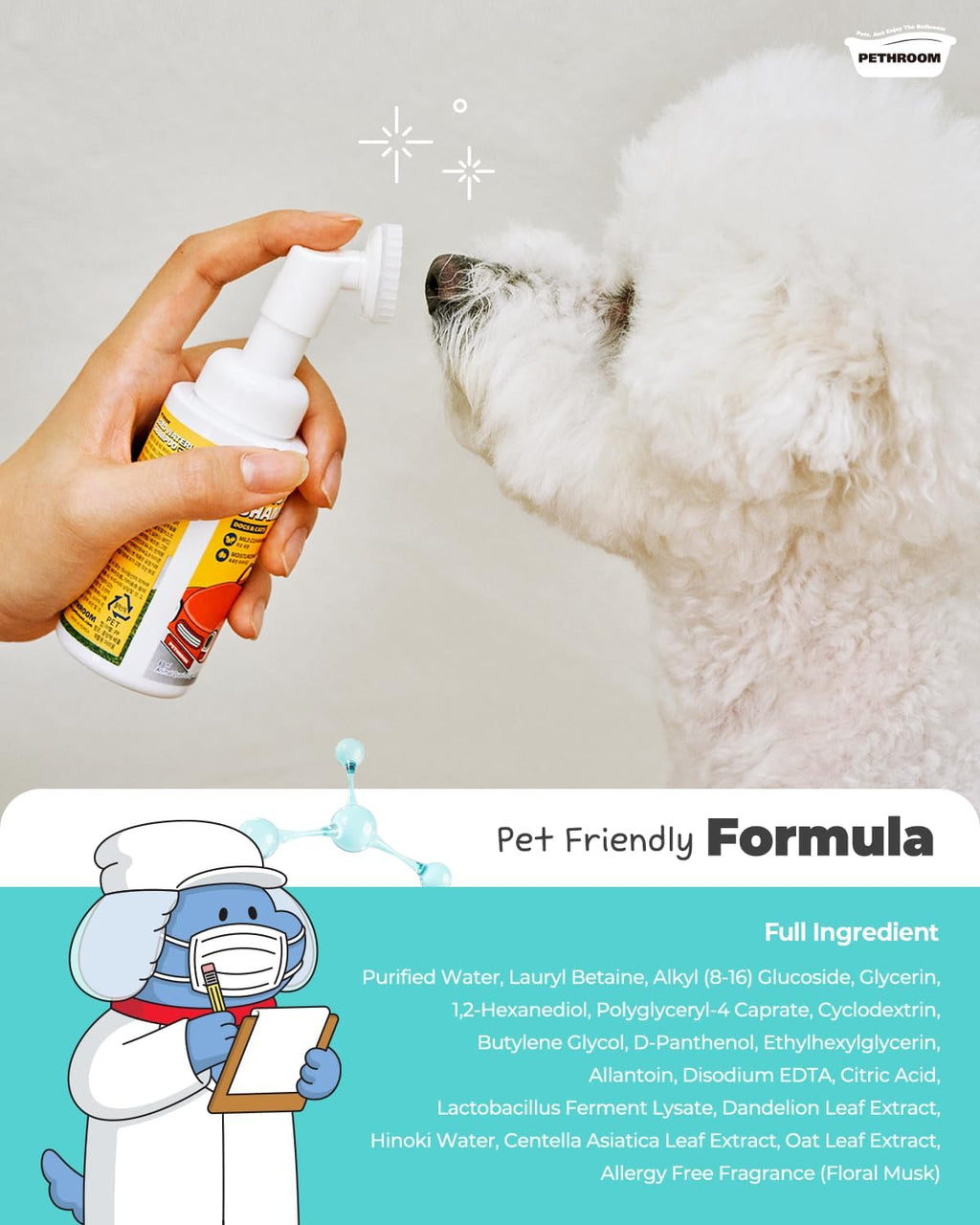 PETHROOM Zero Waterless Shampoo Foaming No-Rinse Dog Paw Wash