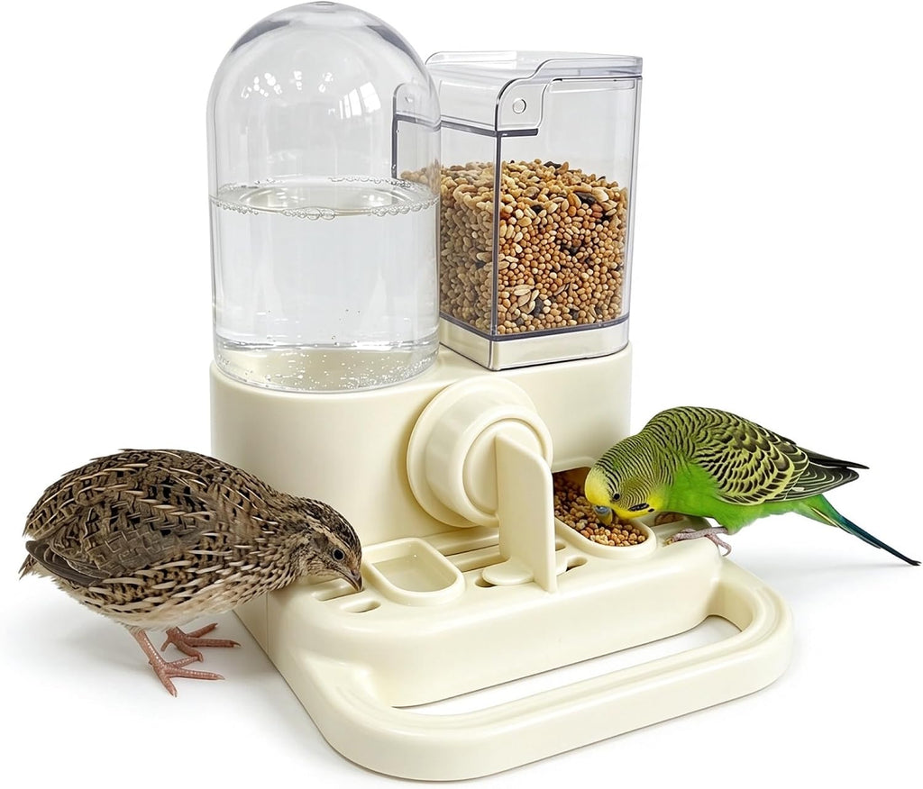Spill-Proof 2-In-1 Bird Feeder & Gravity Waterer With Dry/Wet Divider