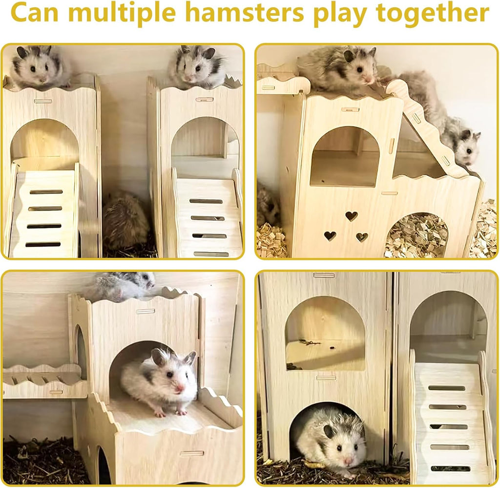 Large Wooden Hamster House Castle with Double Decker,Large Hamster