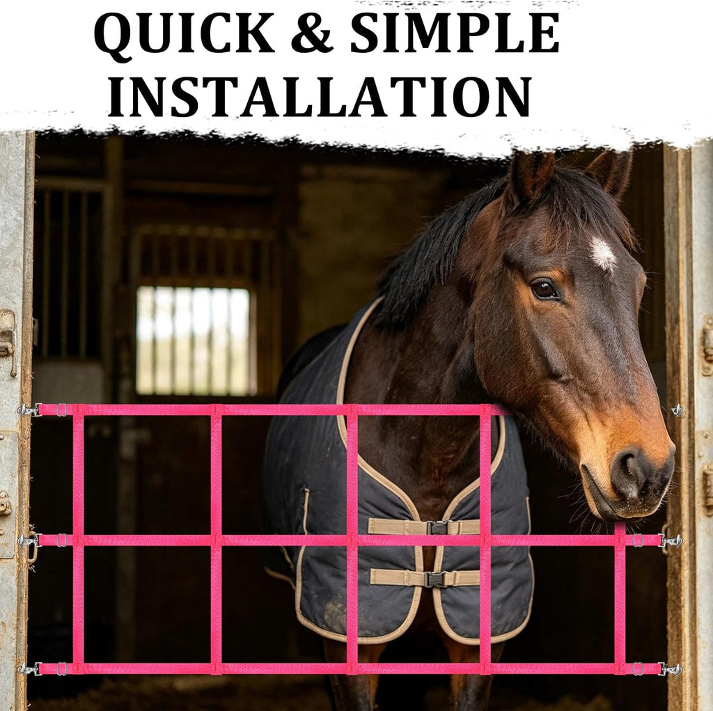 48" x 20" Stall Guards for Horses with Adjustable Straps and Hardware (Pink)