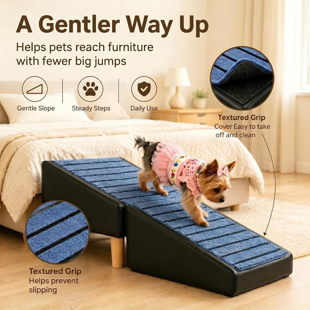 Compact Dog Stairs for Small Dogs, Foldable Pet Ramp for Couch Bed