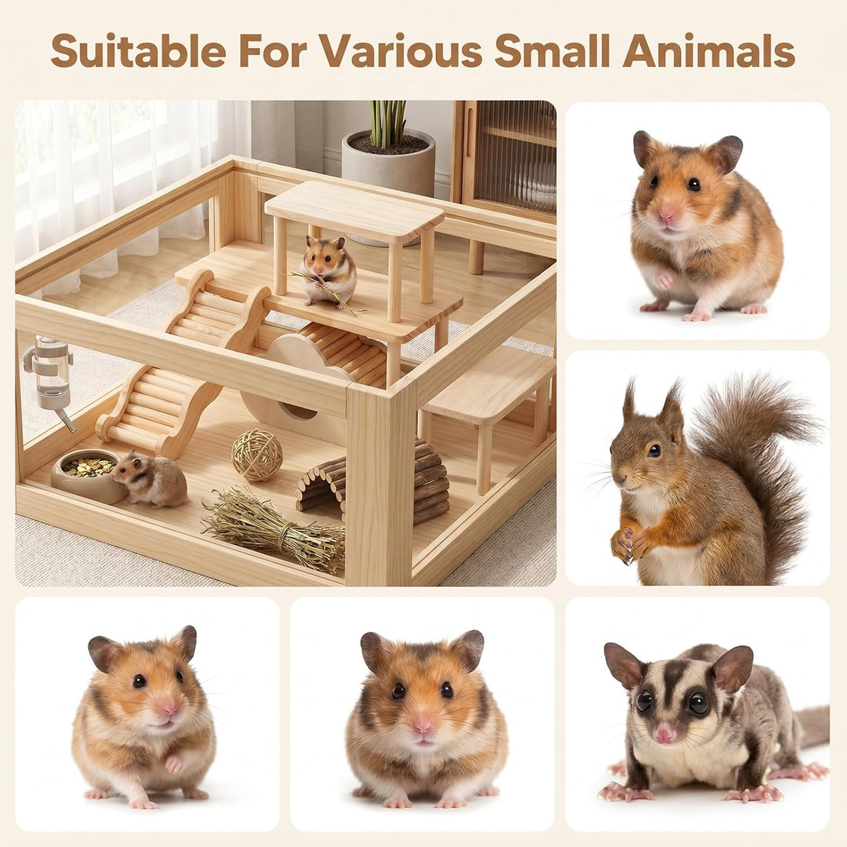 4 Pcs Hamster Cage Accessories, Hamster Platform & Hideout